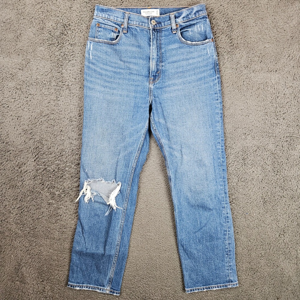 Abercrombie & Fitch The Ankle Straight Ultra High‎ Rise Distressed Jeans 28/6